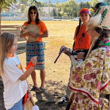 Sinixt Elder Shelly Boyd welcomes Trafalgar Student to her traditional territory 